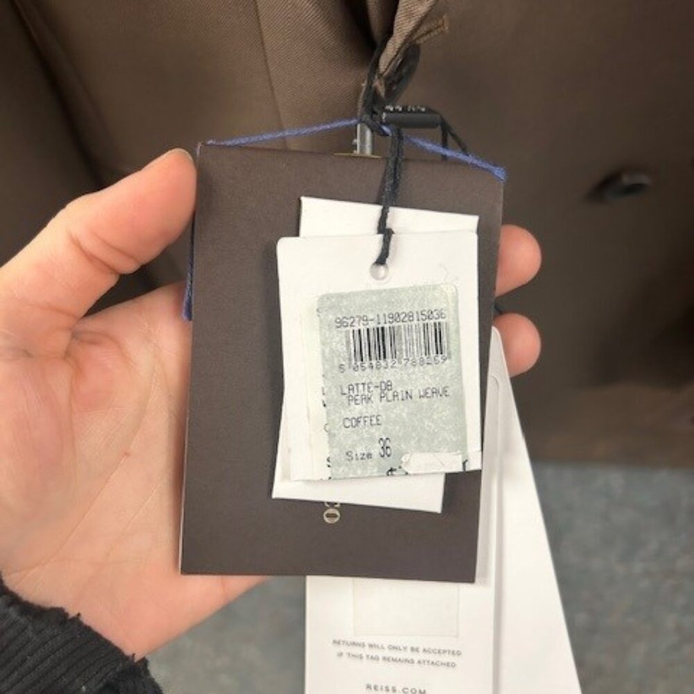 Reiss Latte -DB Peak Plain Weave Coffee - Picture 3 of 10